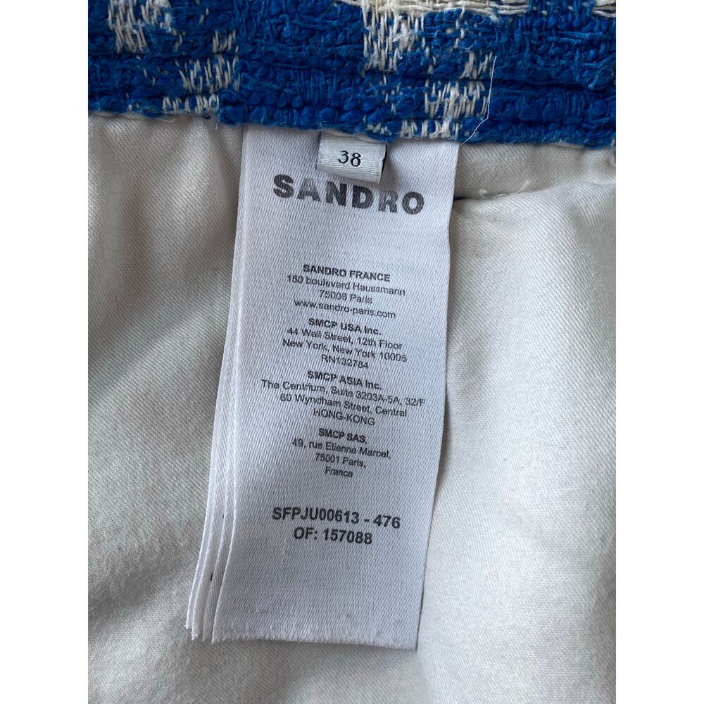Sandro Sixtine Houndstooth Bouclé Tweed Mini Skirt Blue White Small 4 - Picture 6 of 12